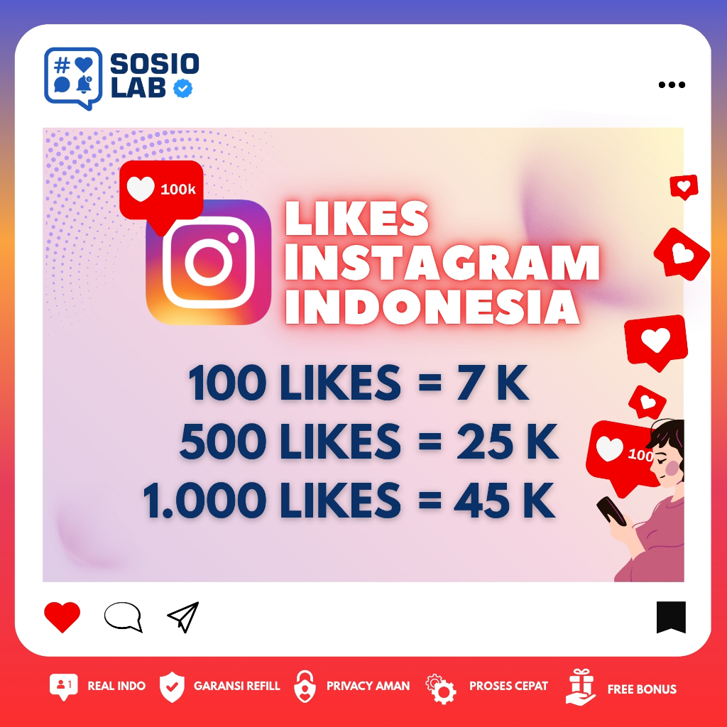 Likes Instagram Indonesia Real Aktif Garansi Refill , Proses Cepat ,  Privasi Aman & Terpercaya / Li