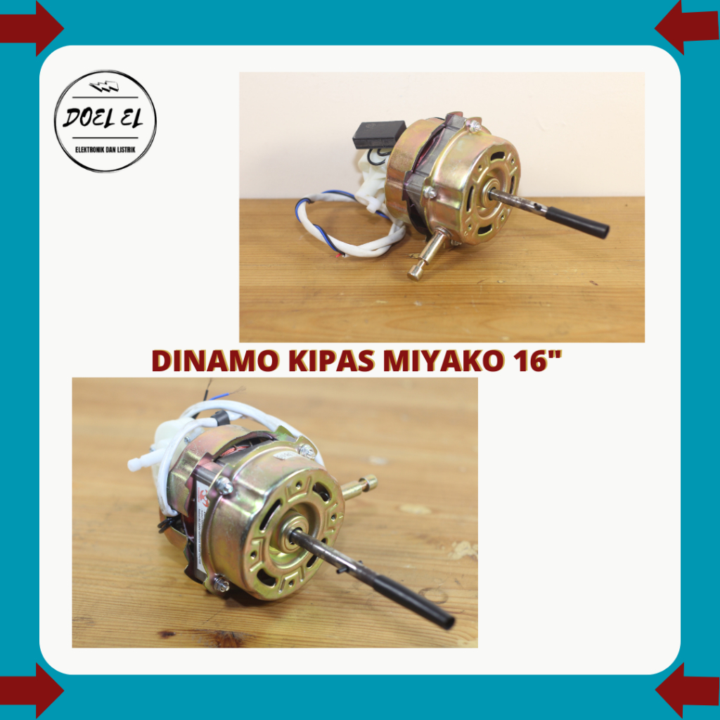 DOUBLE BEARING DINAMO KIPAS ANGIN MIYAKO 16 INCH PANJANG AS 7,5CM STAND FAN