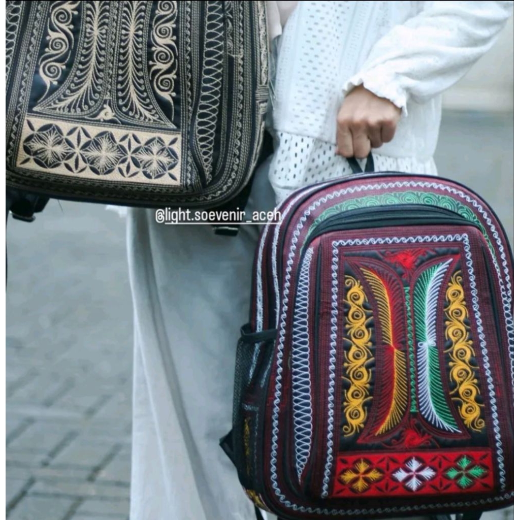 Tas Ransel Bordiran Khas Aceh Ukuran Jumbo/Tas Laptop 14 INCHI Khas Aceh