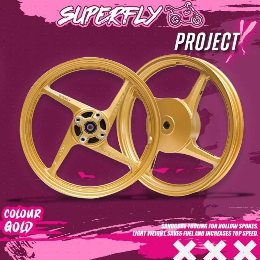 Velk Velg Pelek Racing Project X SUPERFLY Mio 125/M3 Mio Z Mio Soul GT 125 Gear 125 Mio S
