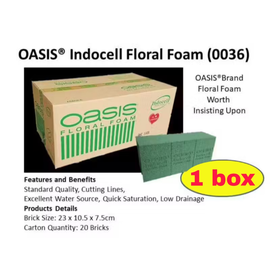 OASIS FLORAL FOAM BASAH INDOCELL moss basah fresh flower isi 20pcs/dus barang florist fresh flower 0