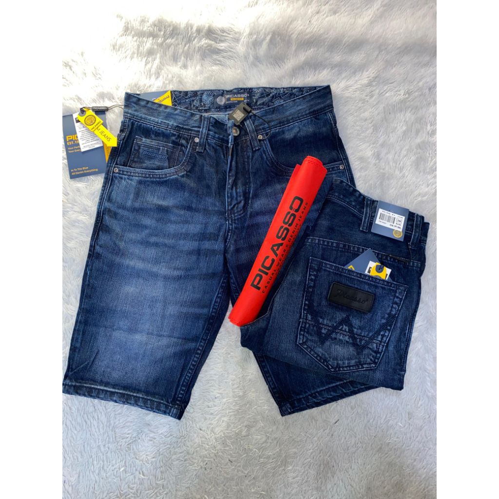 PICASSO  SERI W PENDEK JEANS ORIGINAL / JEANS PENDEK PRIA PICASSO DENIM  /  CELANA PENDEK PRIA DEWAS
