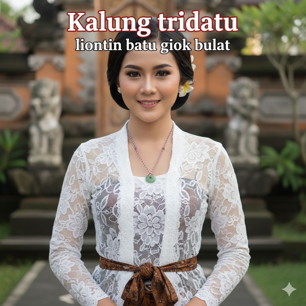 kalung tali tridatu bandul batu giok bulat