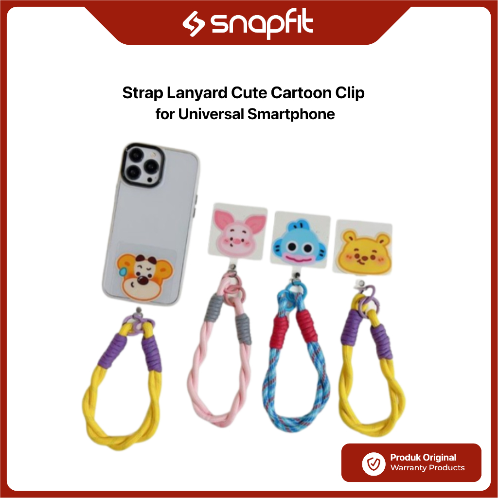 SNAPFIT Lanyard HP Lucu Karakter Kartun Warna Warni / Gantungan Tas dan Strap Imut Cute