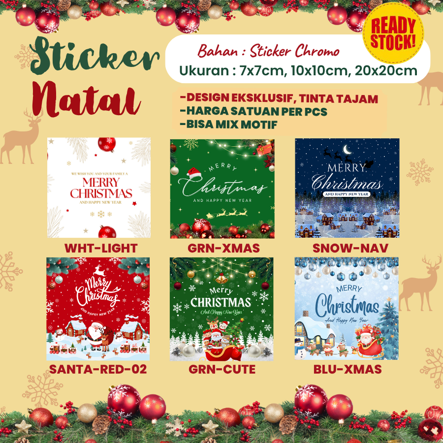 Sticker Natal Stiker Toples Merry Christmas Kotak Hampers