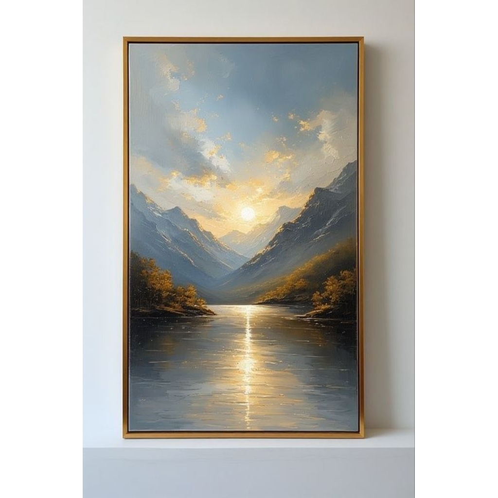 Lukisan Dinding Pemandangan Alam - Lukisan Tangan Asli - Lukisan Tekstur Timbul 3D - Hiasan Dinding 