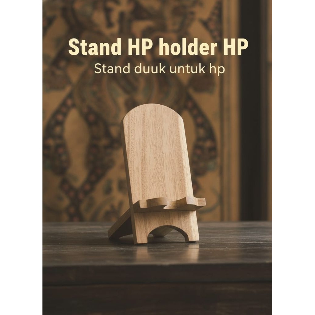 Stand Holder Hp Bahan Kayu Jati Asli