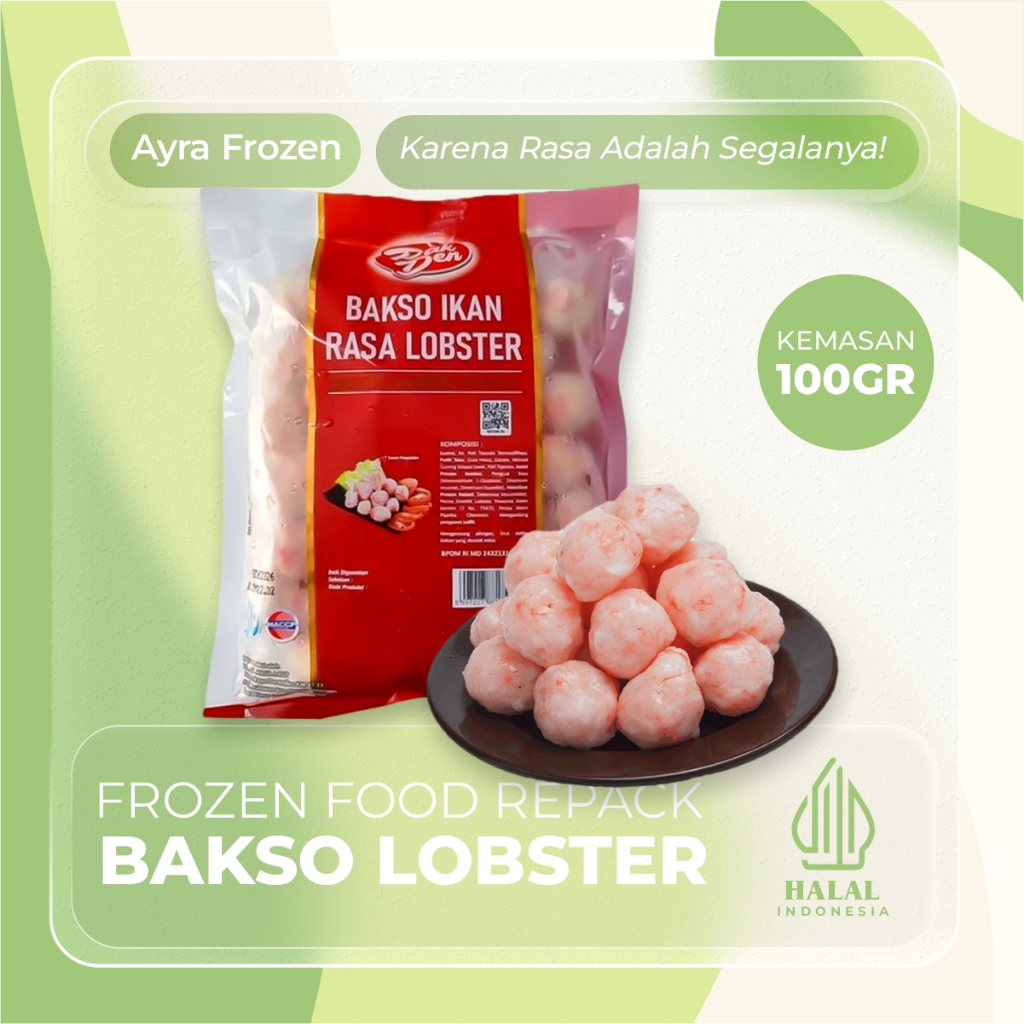 Bakso Lobster repack Halal MUI - Pentol Ikan rasa udang - Shrimp meatball - Bola Udang Frozen