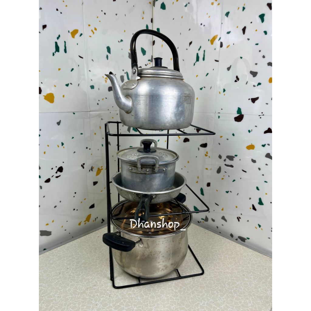 TATAKAN PANCI KOTAK Susun 3 / Rak panci serbaguna / Tatakan Wajan dan Panci