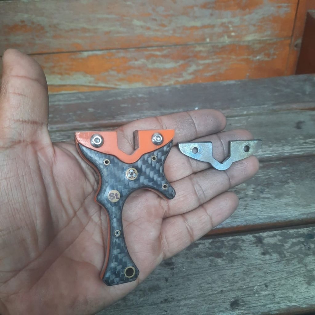 ketapel pfs core stainless 4mm,laminasi carbon fiber,g10 orange