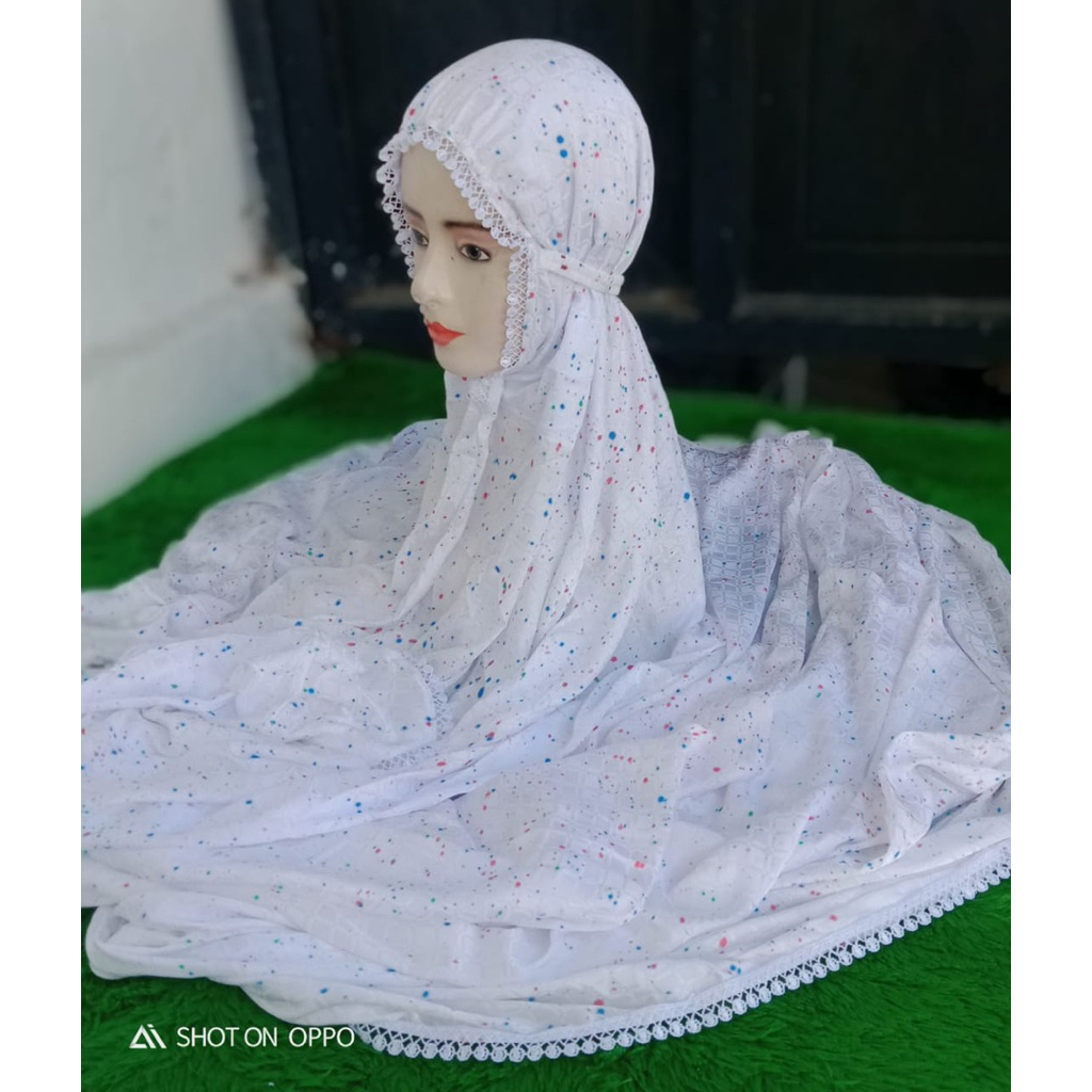 Mukena Terusan Sutra Blitz kepyur, sutra blitz coret, sutra blitz bintik