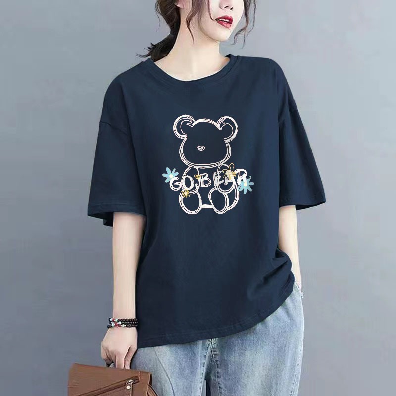 Kaos Oversize Wanita Mpotif Go Bear / Kaos Distro WANITA/Kaos Streetwear Oversize / Baju Kaos Distro