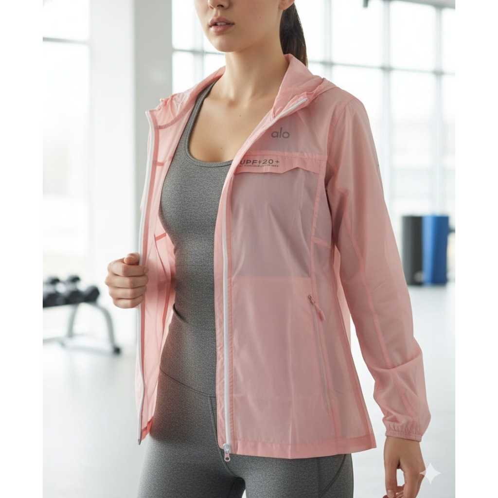 Jaket Olahraga Wanita Alo Yoga Jacket Pink Original