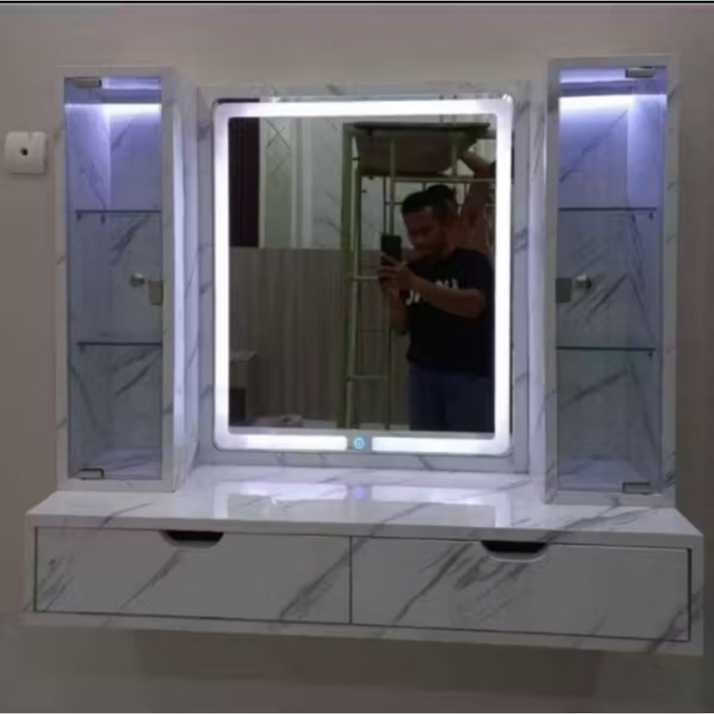 meja rias gantung/ 1set meja rias gantung minimalis/ rak gantung