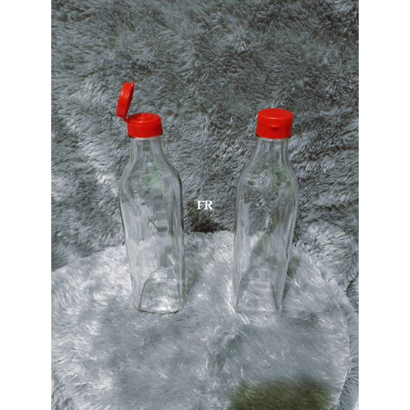 botol kaca kotak 350ml tutup fliptop