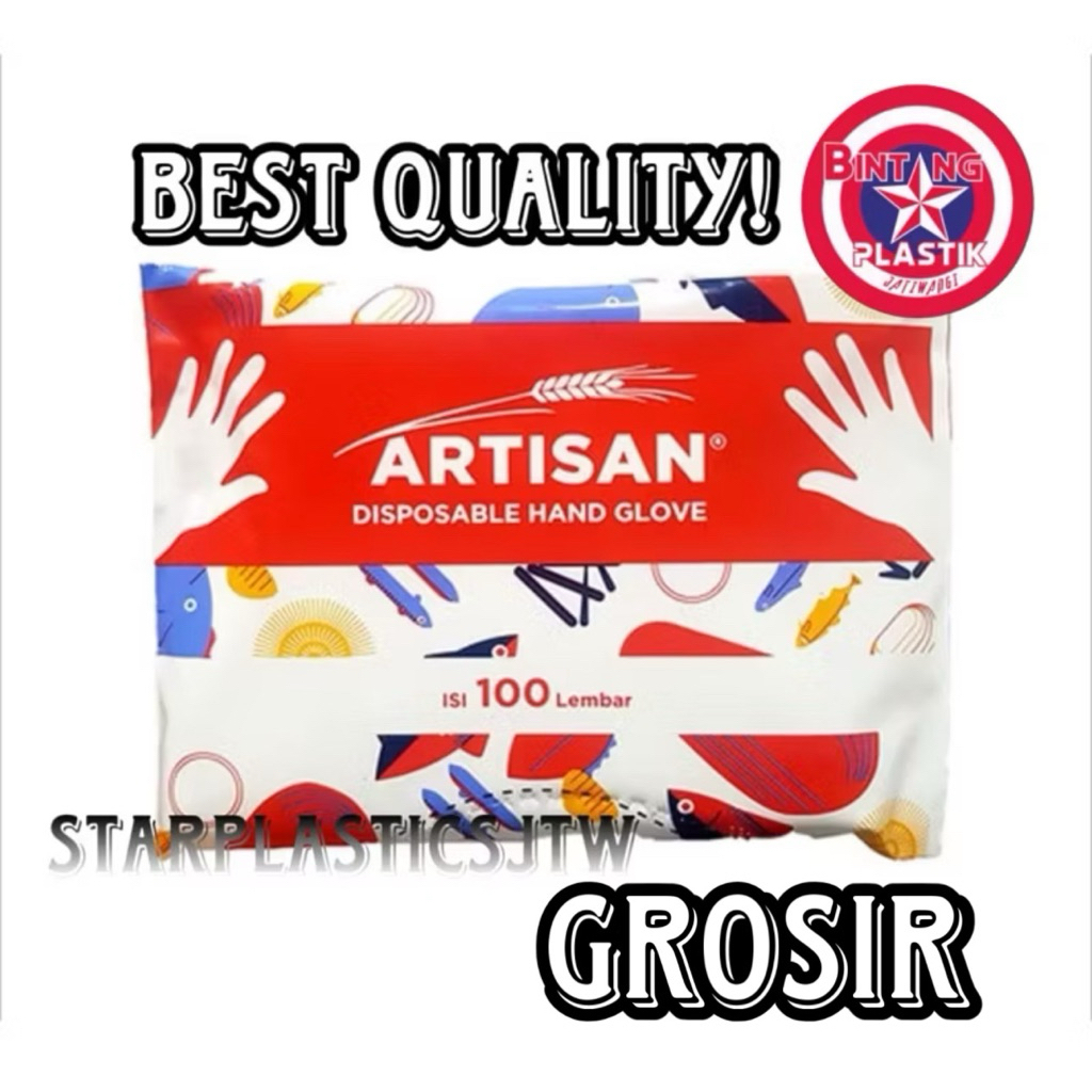 Sarung Tangan Plastik ARTISAN by JOYOBOYO isi 100pcs Ukuran Besar Ekonomin Food Grade Halal Ecofrien
