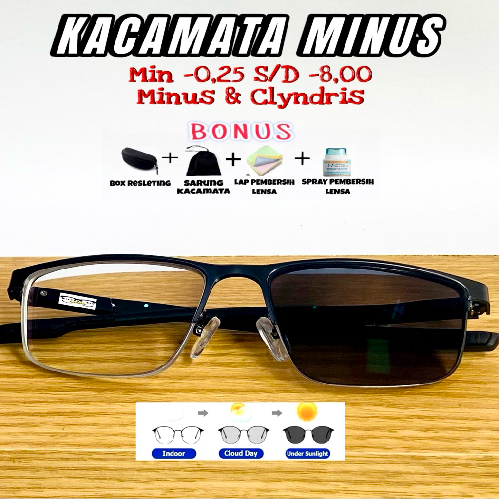 KACAMATA MINUS PRIA | KACAMATA MINUS PHOTOCROMIC | KACAMATA MINUS ANTI RADIASI | KACAMATA LENSA MINU