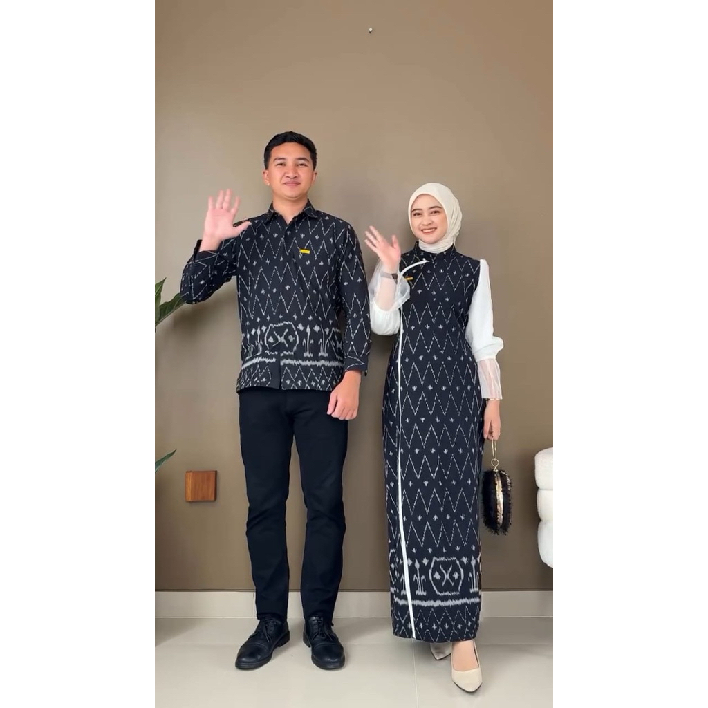 Gamis set couple kemeja kekinian tenun etnik jepara