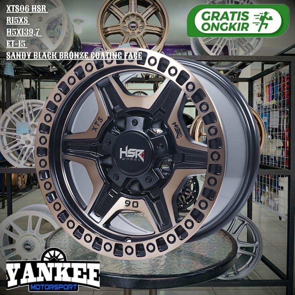 Pelek Velg R15 R15 Hsr XTS06 Lebar 8 Lubang 5 PCD 139,7 untuk ESCUDO,TAFT,JIMNY,KATANA