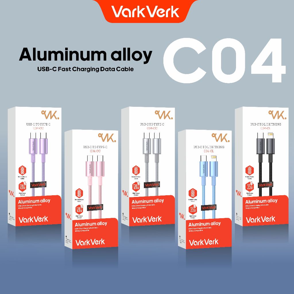 BESTPROMO VarkVerk (C04)Kabel USB-C to USB-C 120W fast charging, Type-C ke Type-C 120W, kabel
