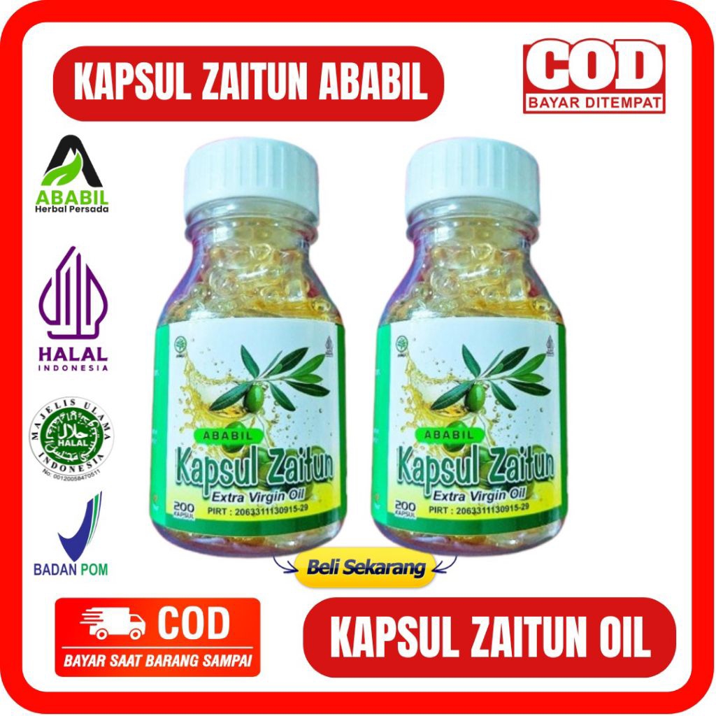 KAPSUL ZAITUN ABABIL ISI 200 - KAPSUL MINYAK ZAITUN EXTRA VIRGIN OIL Minyak Zaitun Extra Virgin 200 