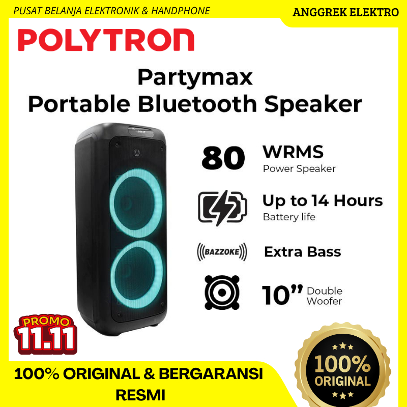 Polytron Bluetooth Speaker PPS-10L22 3-Way System