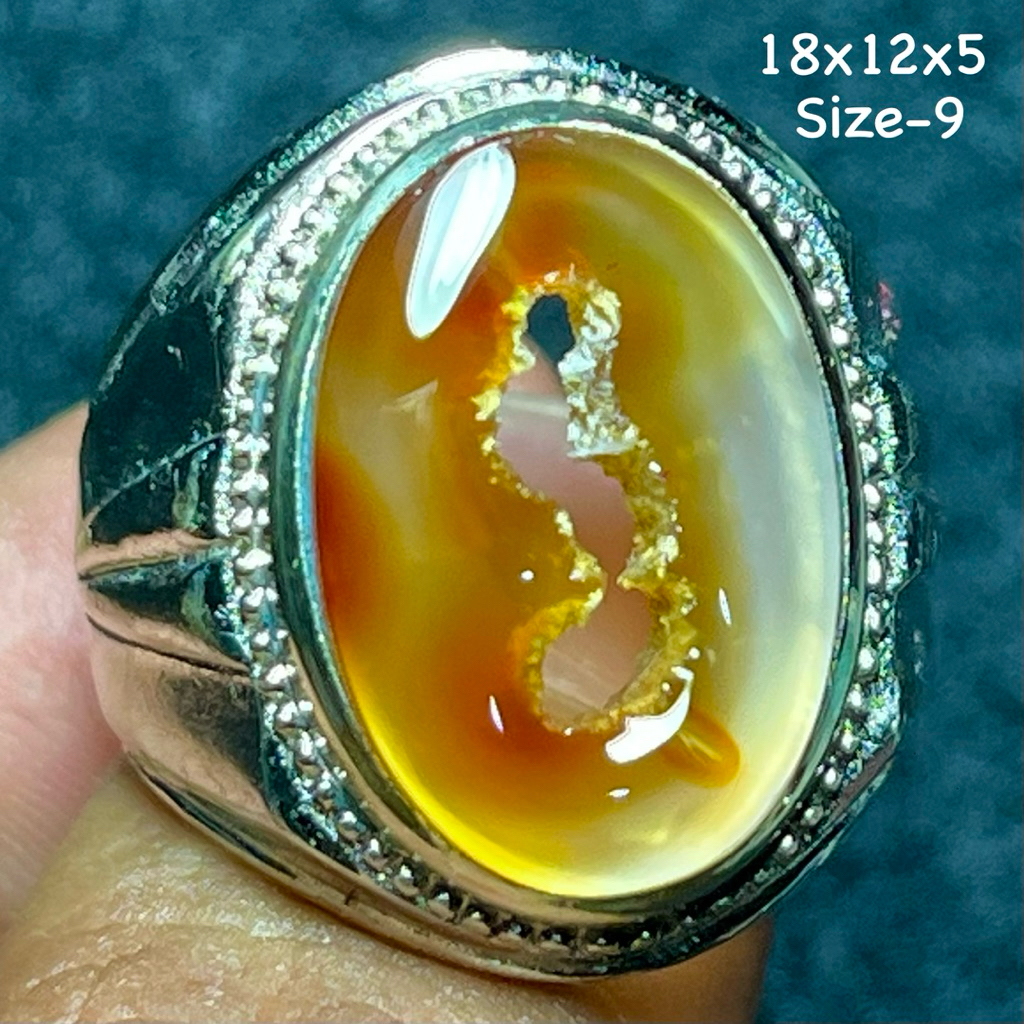 Cincin Batu Akik Natural Baturaja Combong (Asli Alam)