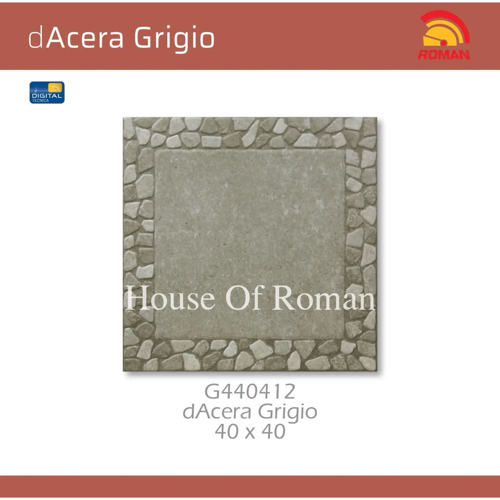 Roman Keramik 40x40 dAcera Grigio/Keramik Teras Roman dAcera Crema/Keramik Garasi Batu Sikat/Keramik