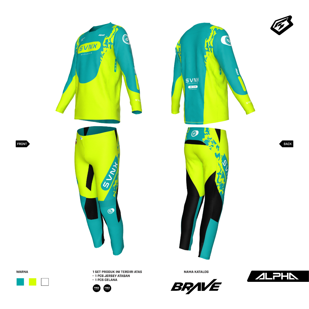 JERSEY MOTOCROSS JERSET SET TRAIL / GEARSET TYPE ALPHA BRAVE SERIES / JERSET SVNX