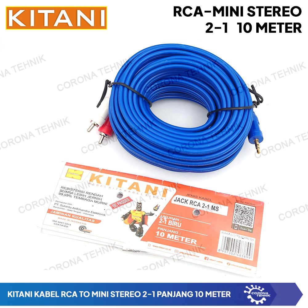 Panjang 10 Meter Kabel Kitani RCA to Mini Stereo 2-1