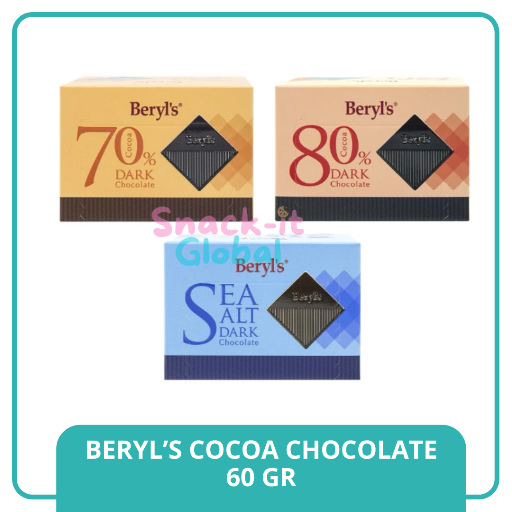 COKLAT BERYLS 60GRAM SEA SALT DARK CHOCOLATE 70% 80% BERYL'S
