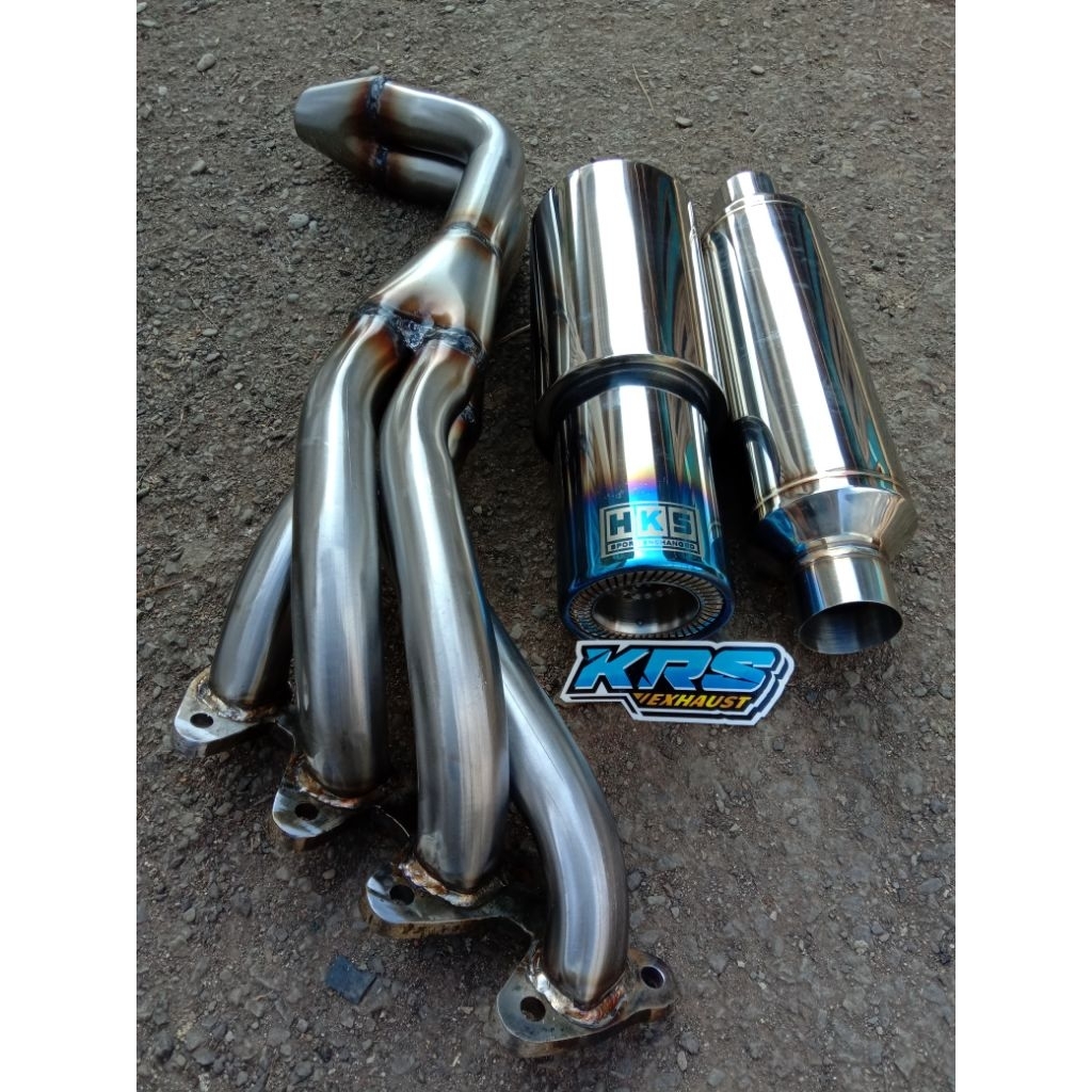 satu set header mobil Jimny katana tipe 421 panjang monel Muffler HKS gronel biru
