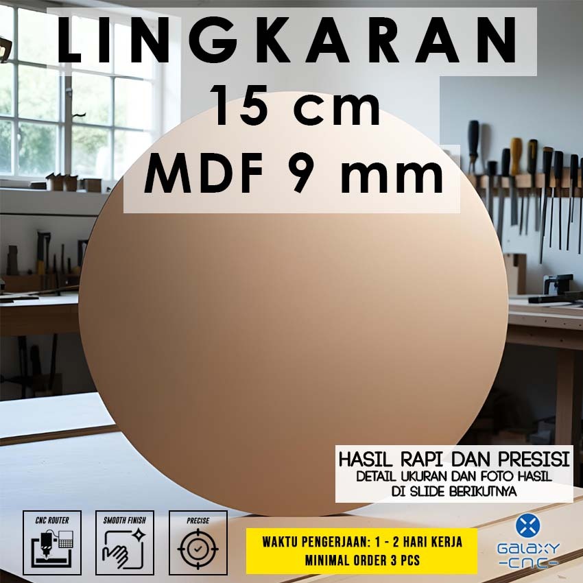 Lingkaran 15 cm - MDF 9 mm - MDF board / papan MDF kayu