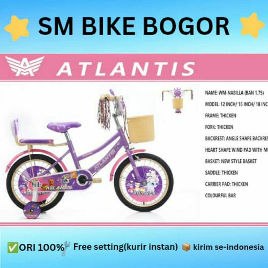 Sepeda anak perempuan 16" & 18" Atlantis Nabilla