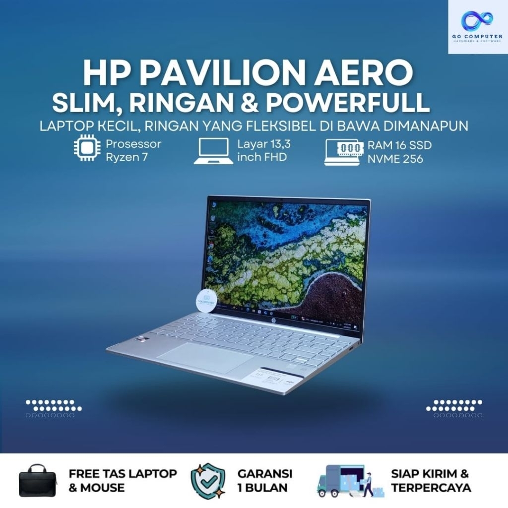 HP Pavilion Aero Laptop 900gram Ryzen 7 5000 Series RAM 16GB SSD 256GB