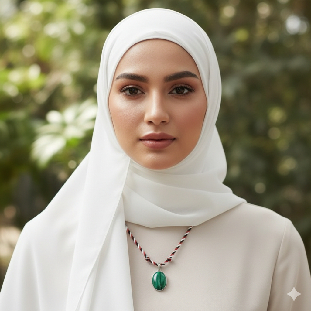 KALUNG STENLISS STEEL BATU MALACHITE HIJAU TALI TRIDATU