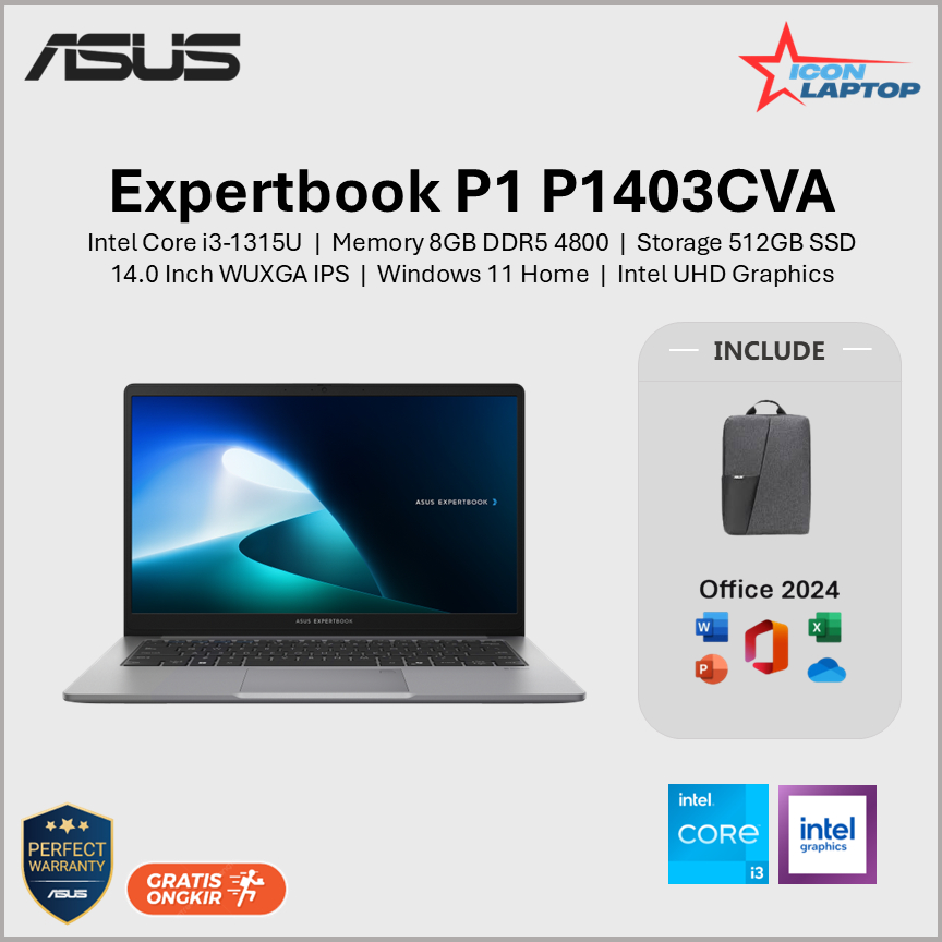 Asus Expertbook P1 P1403CVA Core i3-1315U 8GB 512GB SSD 14.0" WUXGA IPS WINDOWS 11