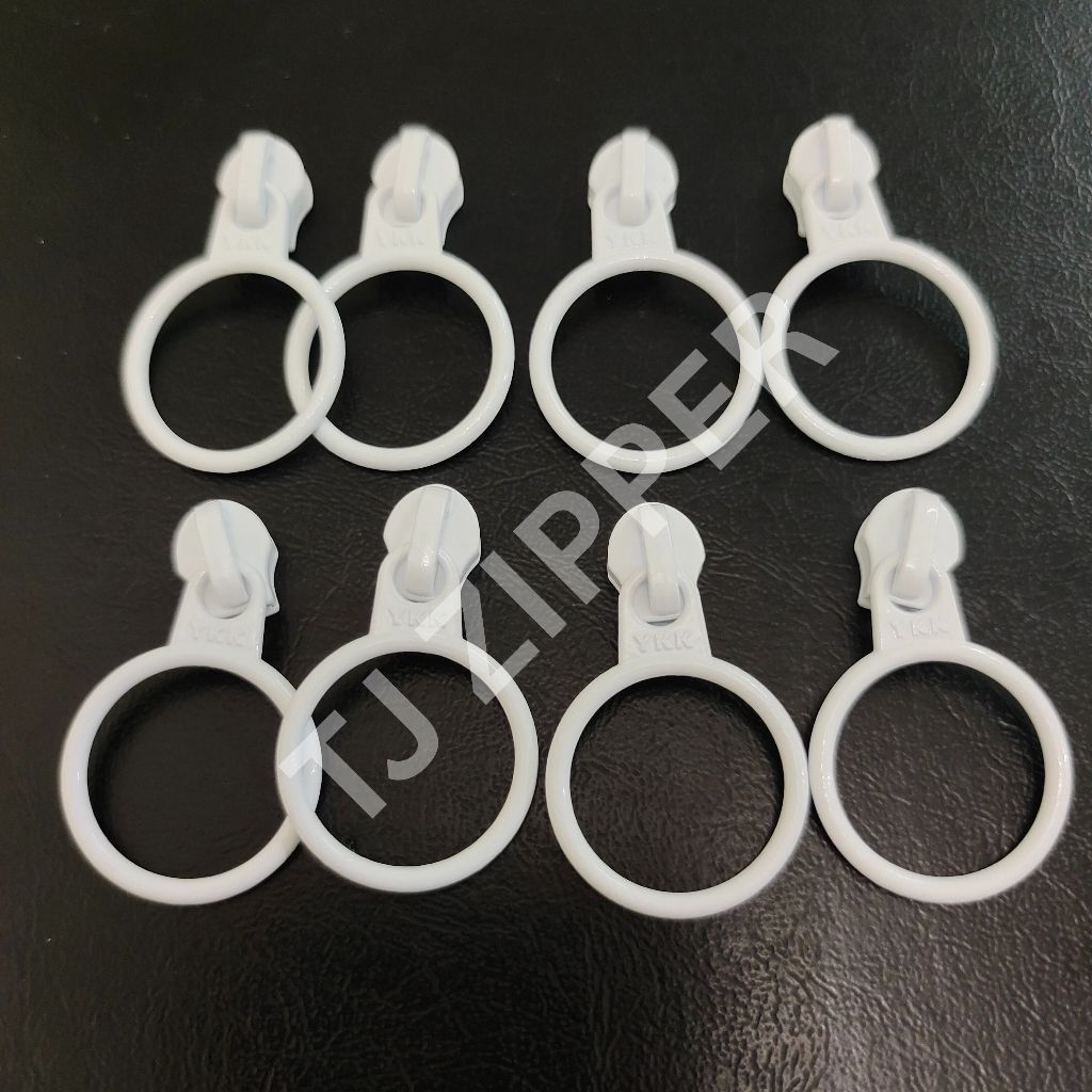 Kepala resleting YKK no 3 gigi plastik bulat putih Non Lock - 03 C DFUR20 501