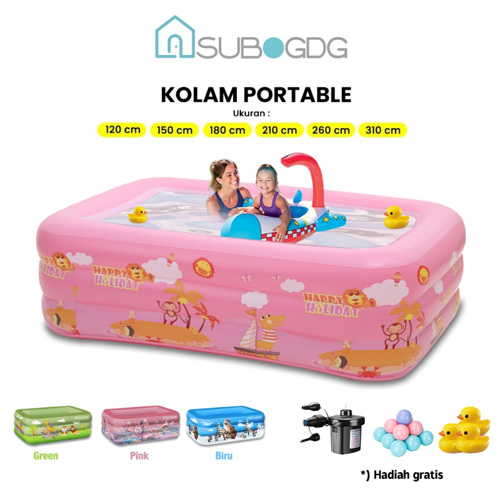 SUBOGDG Kolam Renang Anak Jumbo 3Rings Kolam Renang Keluarga Tiup Besar Family Inflatable Swimming P
