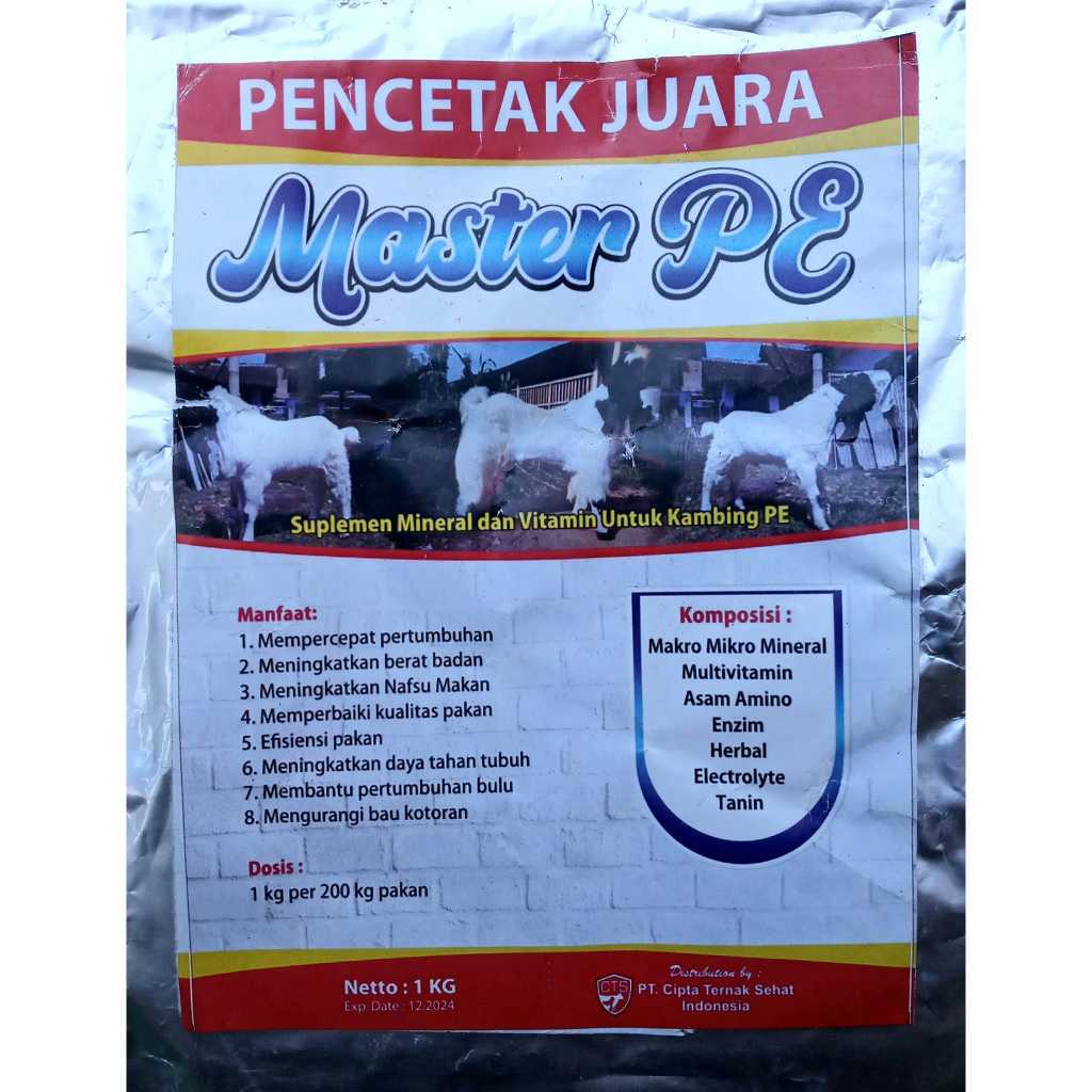 PREMIX - PREMIX KAMBING MASTER PE 1KG - Premix Kambing Pemacu Pertumbuhan Penggemukan & Pelebat Bulu