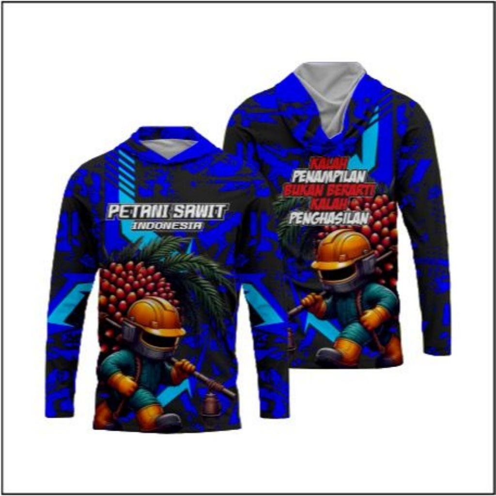 Kaos Jersey Petani Sawit Kupluk Hoodie Tangan Panjang
