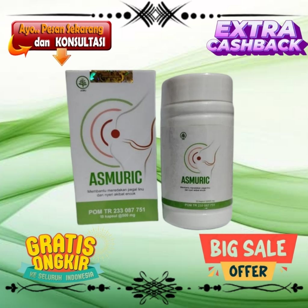 Asmuric Asli Original Obat Nyeri Sendi, Asam Urat & Reumatik Herbal Ampuh