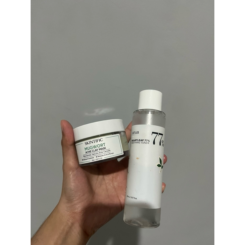 [PRELOVED SKINCARE] ANUA Heartleaf 77% Soothing Toner dan Skintific mugwort acne clay mask
