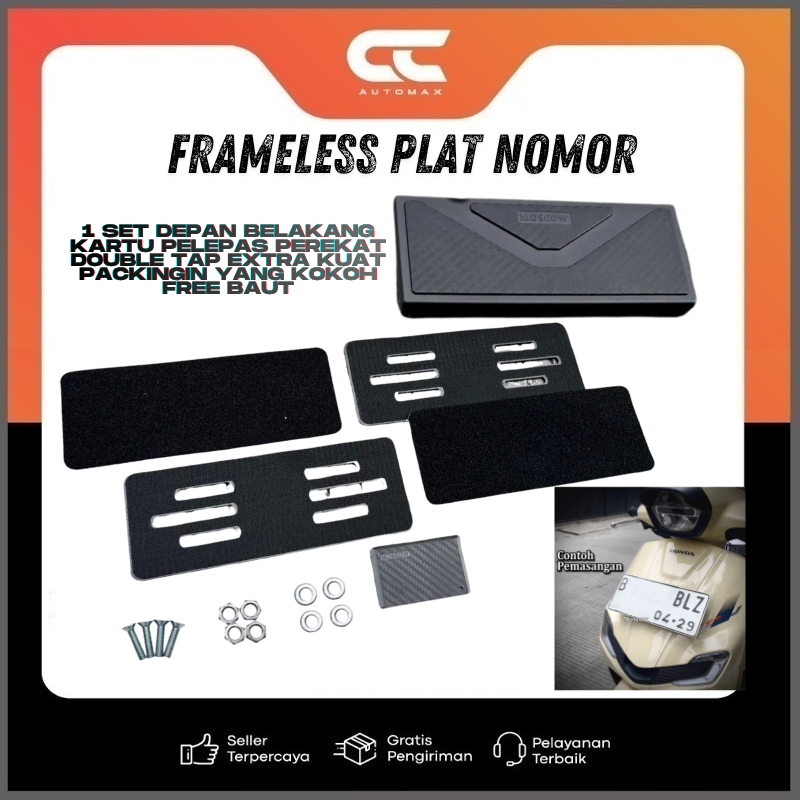 FRAMELESS PLAT DUDUKAN PLATE MOTOR 2PCS MOSCOW GEN 2 CLEAN UNIVERSAL