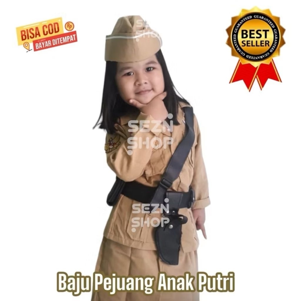 BAJU PEJUANG PUTRI LENGKAP SABUK DAN TOPI