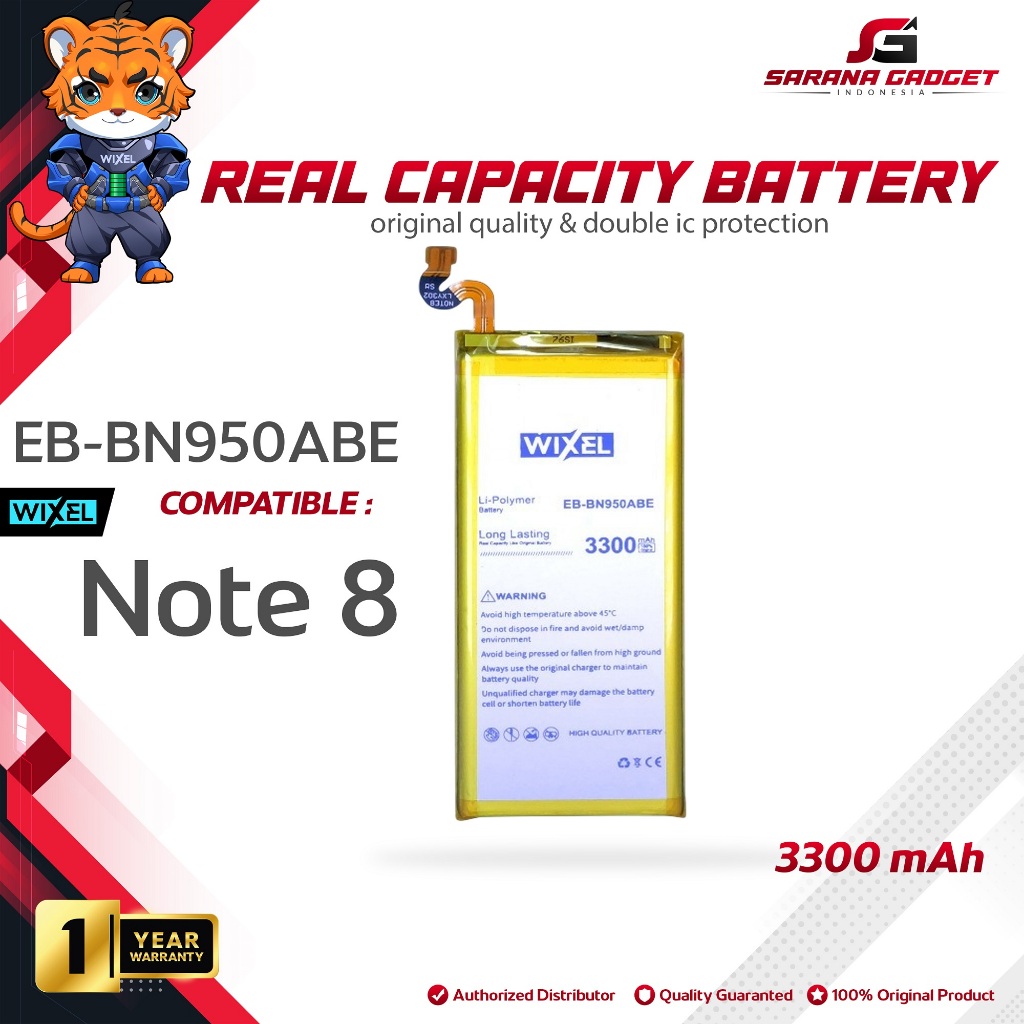 WIXEL Baterai EB-BN950ABE Samsung Galaxy Note 8 N950 N950F Double Power Original Batre Batrai Batter