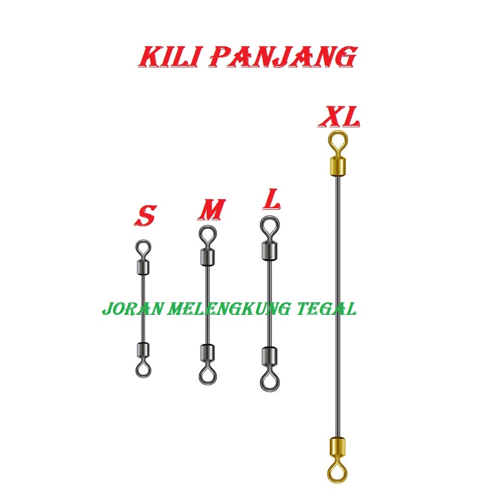 Kili-kili Panjang Konektor Pancing Swivel