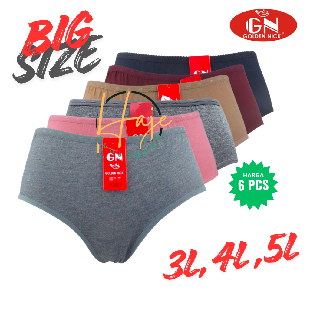 6 PCS & 3 PCS - Golden Nick Celana Dalam Perempuan Big Size Besar 3L, 4L, 5L