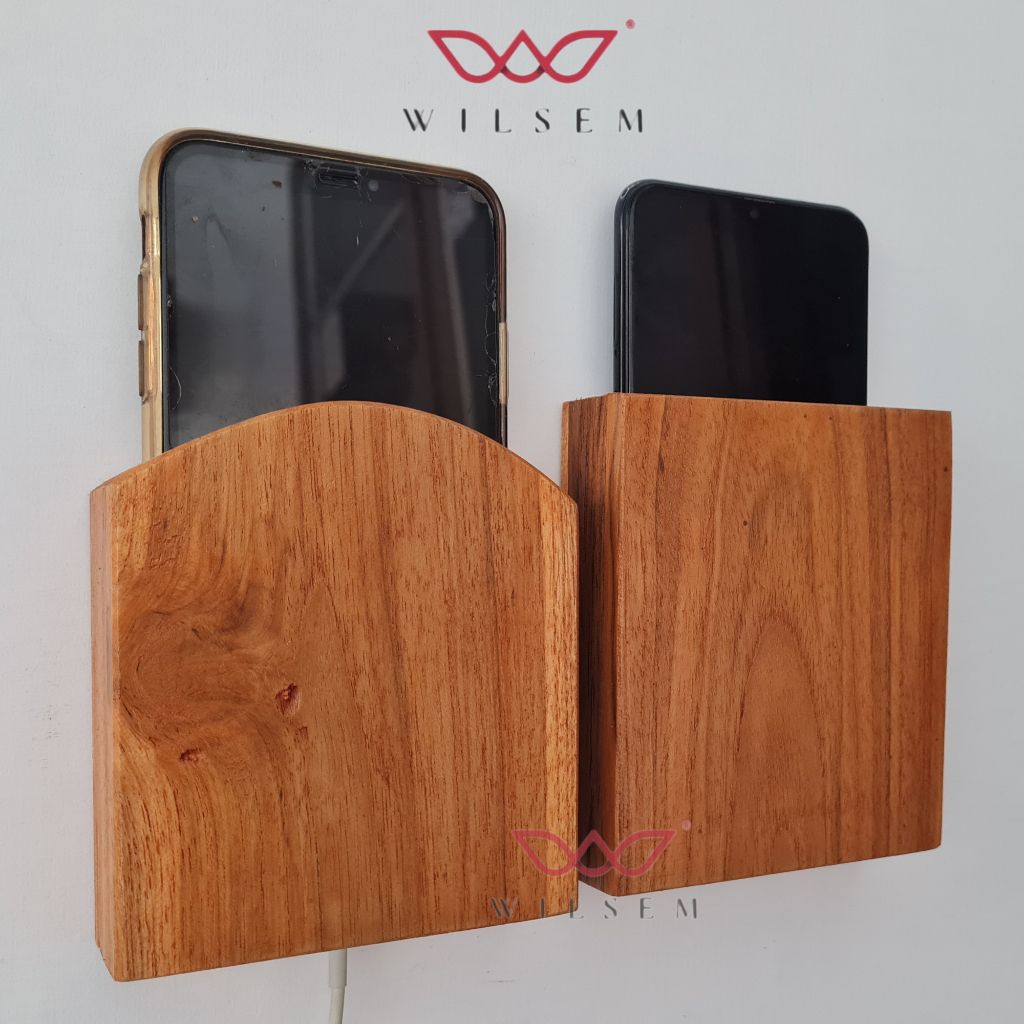 KAYU JATI 100% TEMPAT CAS HP TEMPEL DINDING/HANDPHONE HOLDER TEMPAT CAS HP DINDING ESTETIK KAYU JATI