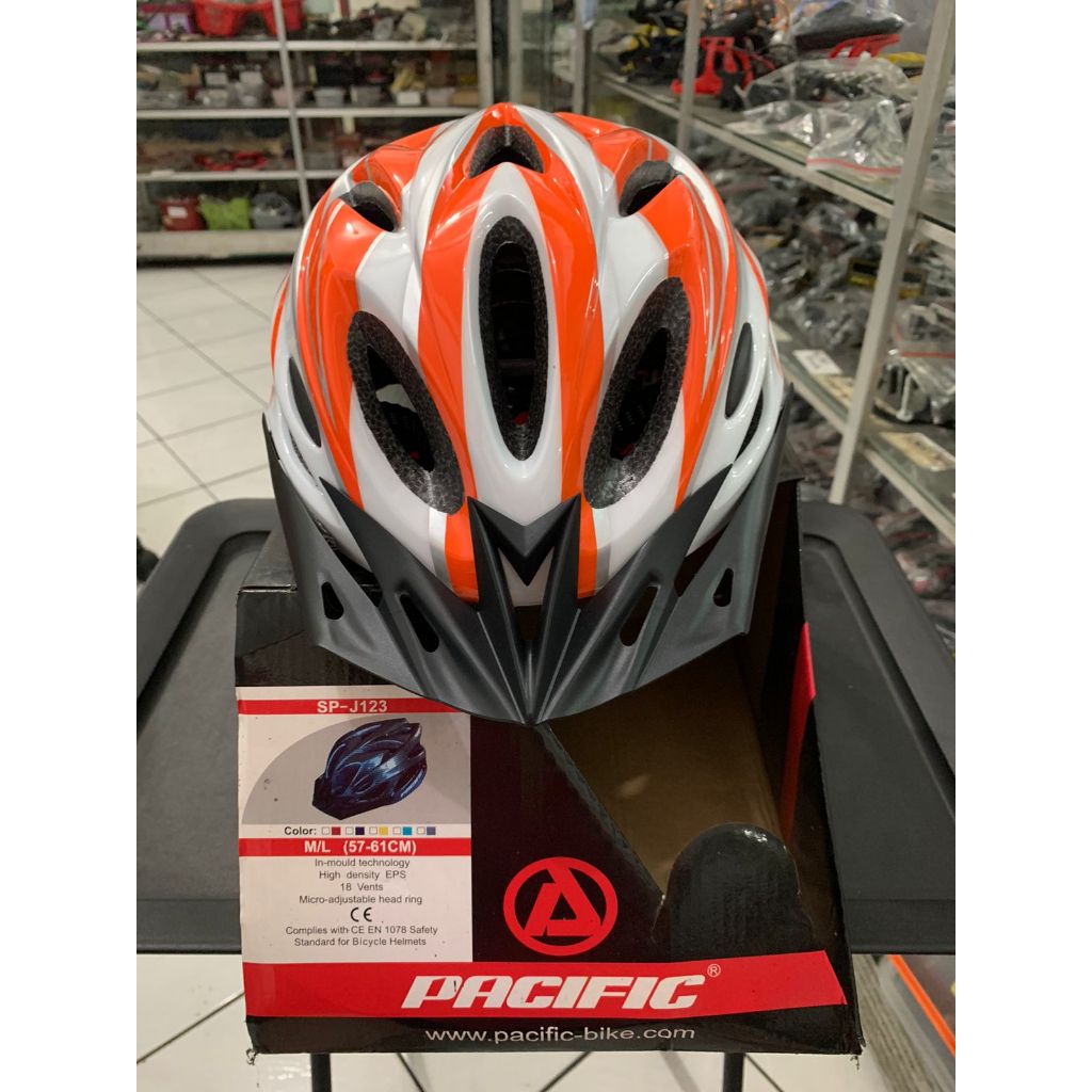 HABISIN STOK TOKO - Helm Sepeda Dewasa Merk Pasific Original ADA DUS LED NYALA